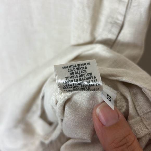 Bella Dahl Linen Tencel Blend lace up Neck Beige Dress size Small - Picture 7 of 9